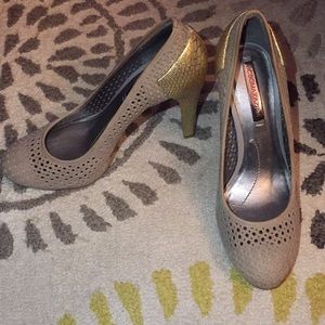 BCBG dual metallic perforated heels